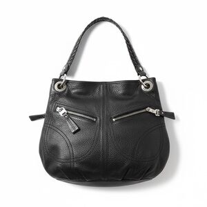B Makowsky Black Leather Handbag Shoulder
Hobo Purse Bag